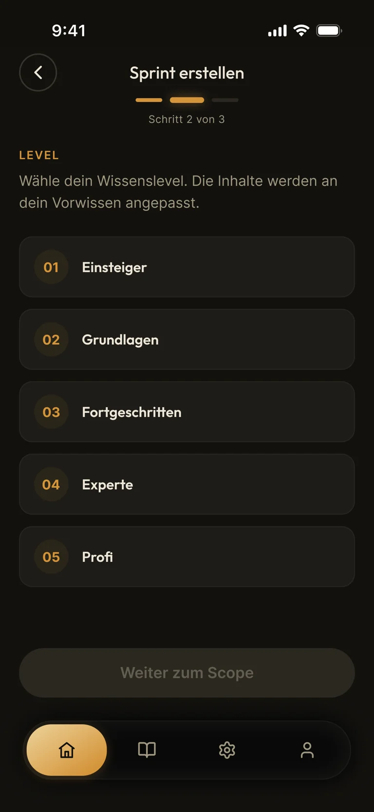 Original elvate App zu Schritt 02